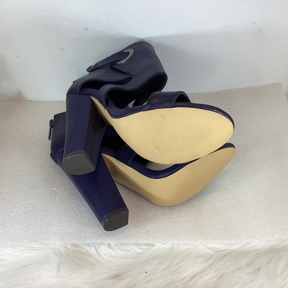 MICHAEL ANTONIO JACE BLOCK HEEL SANDALS NAVY BLUE GROMMETS NWOT SZ 7 - Picture 6 of 11